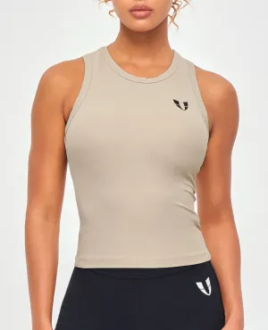 Ribbed Workout Tank - Khaki