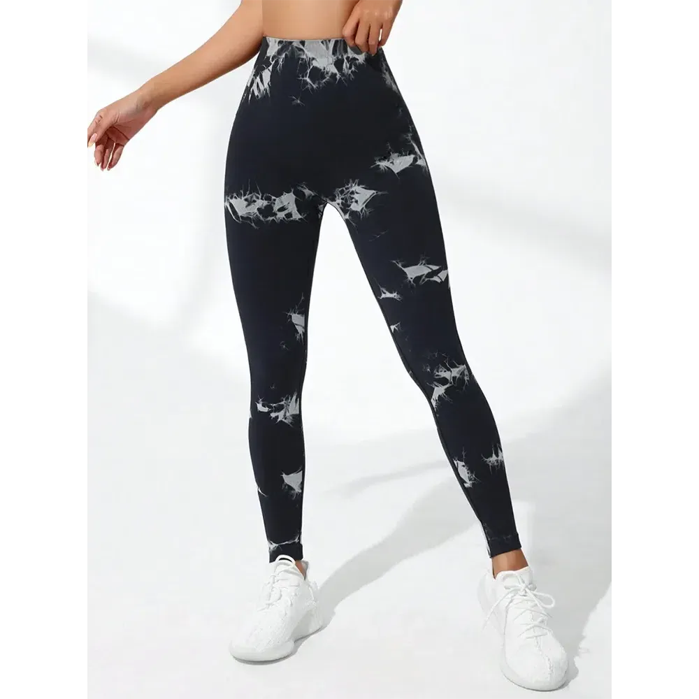 Seamless V-Buttocks Leggings Tie Dye Scrunch Butt Yoga Pants