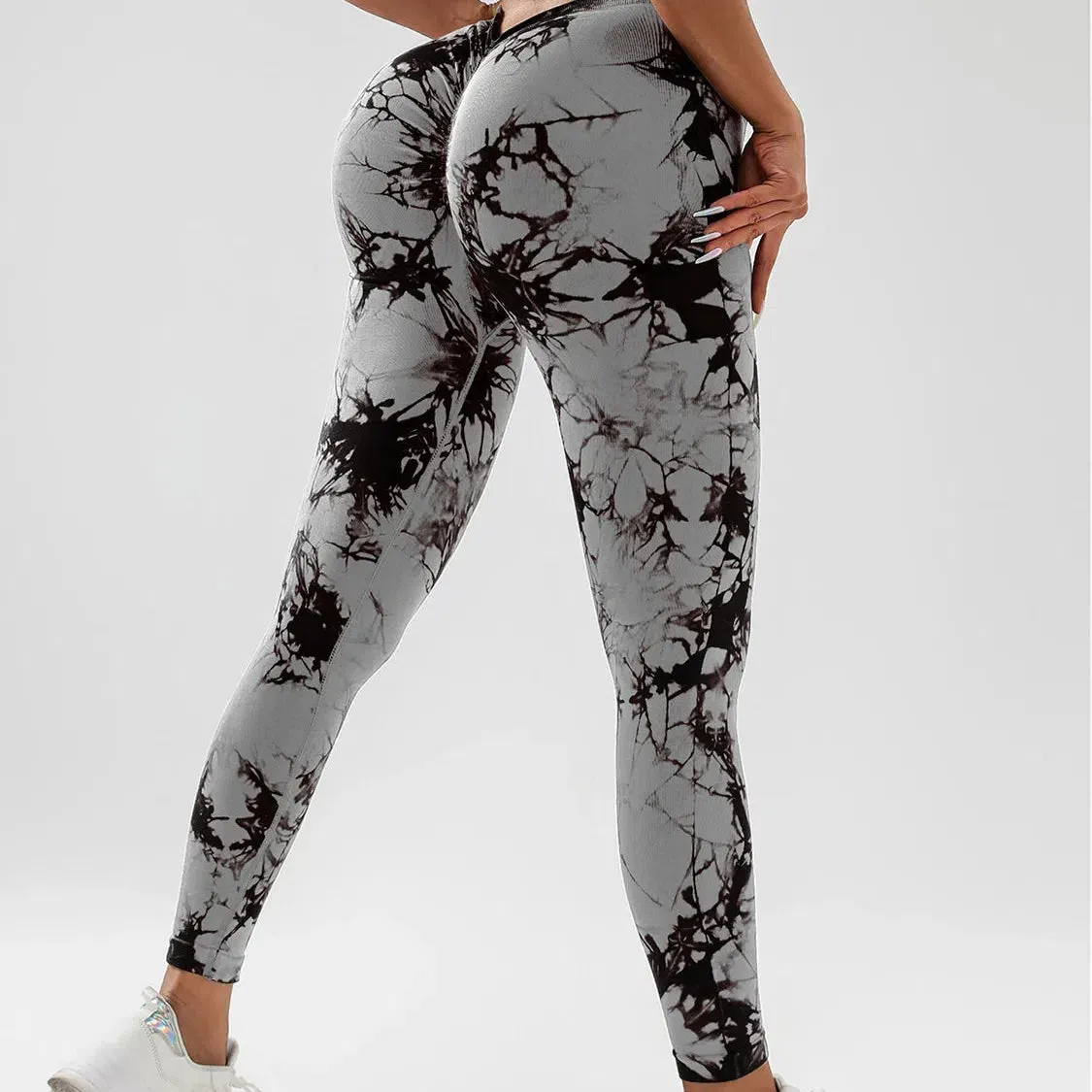 Seamless V-Buttocks Leggings Tie Dye Scrunch Butt Yoga Pants