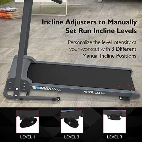 SereneLife Electric Folding Treadmill Exercise Machine - Smart Compact Digital Fitness Treadmill Workout Trainer w/Bluetooth App Sync, Manual Incline Adjustment, for Walking, Running, Gym SLFTRD20