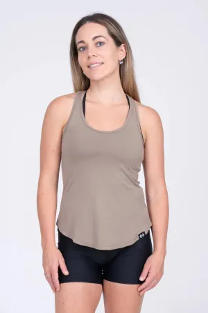 Slinky To Touch Racer Back Tank Top - Mocha