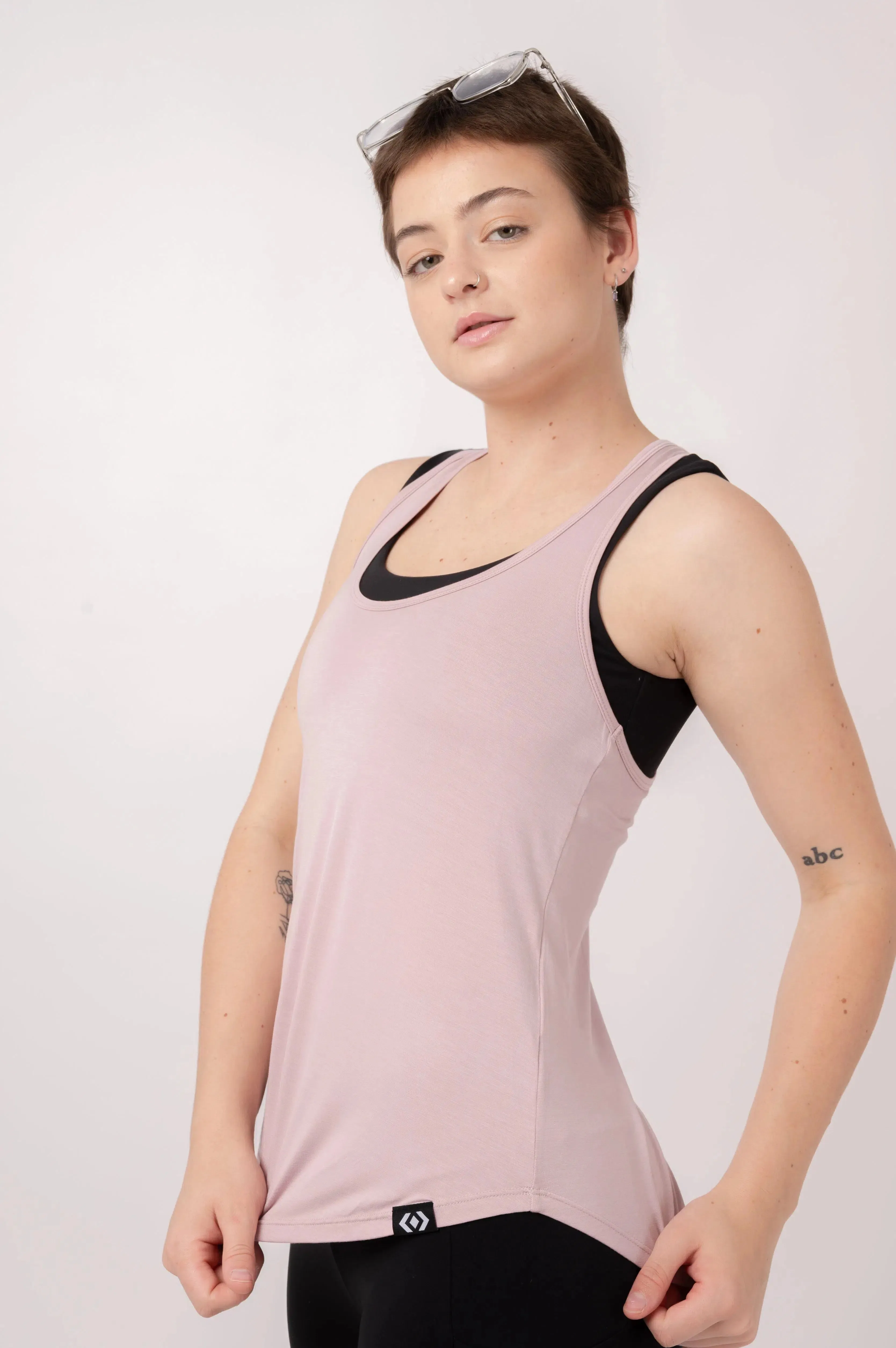 Slinky To Touch Racer Back Tank Top - Pale Mauve