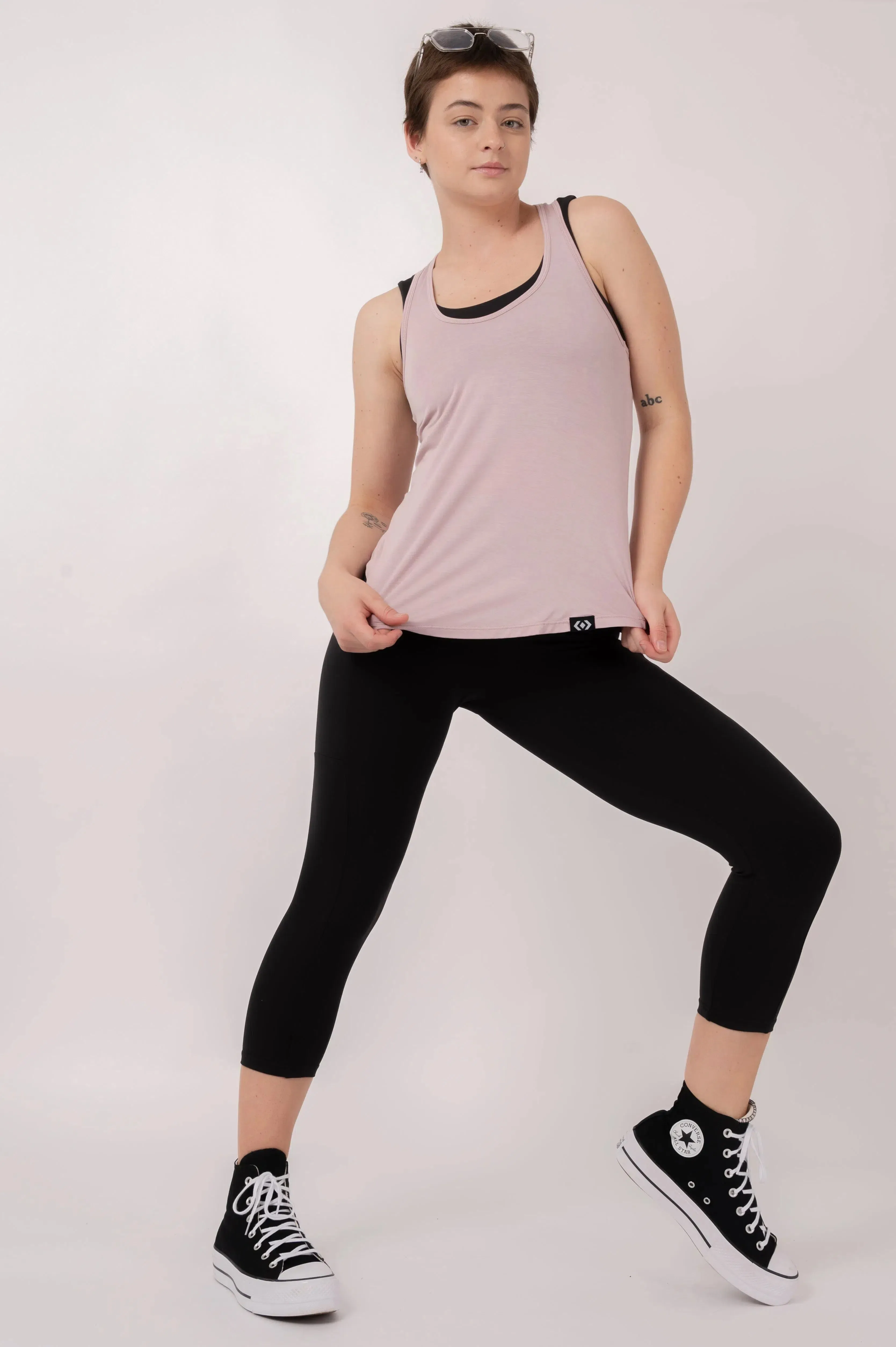 Slinky To Touch Racer Back Tank Top - Pale Mauve