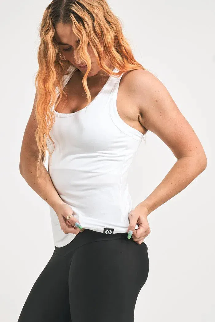 Slinky To Touch Racer Back Tank Top - White
