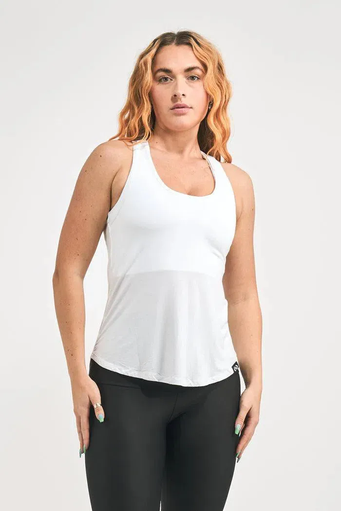 Slinky To Touch Racer Back Tank Top - White