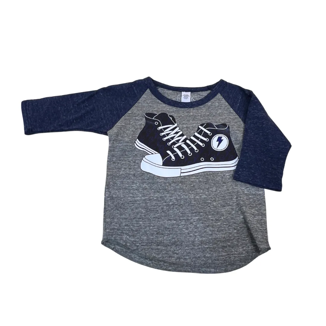 Sneaker Baseball Tee in Navy & Heather Grey