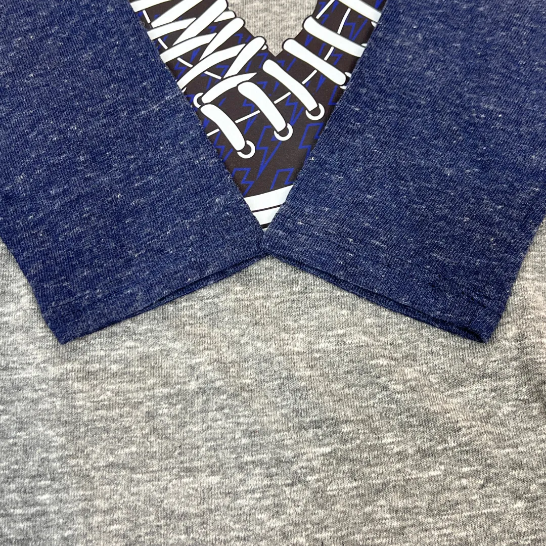 Sneaker Baseball Tee in Navy & Heather Grey