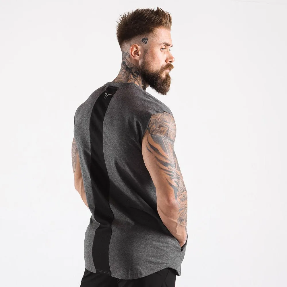 Statement Drop Shoulder Top - Melange Grey