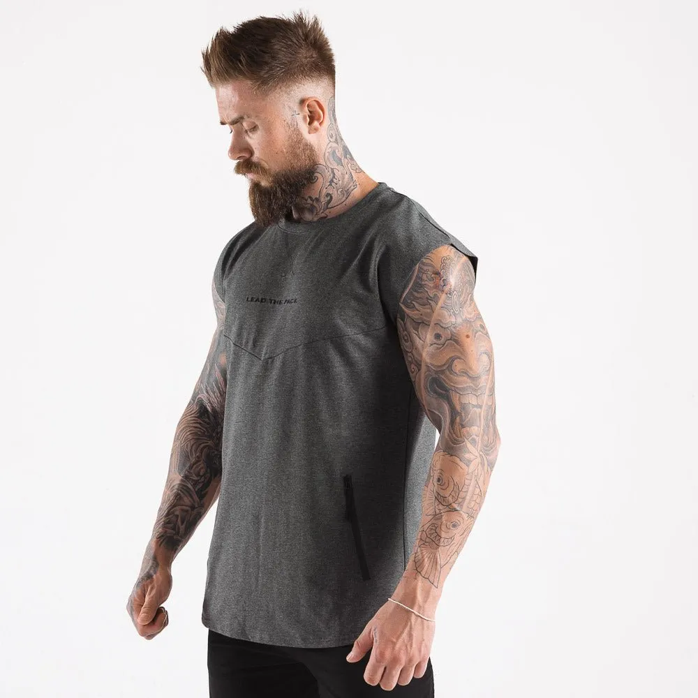 Statement Drop Shoulder Top - Melange Grey