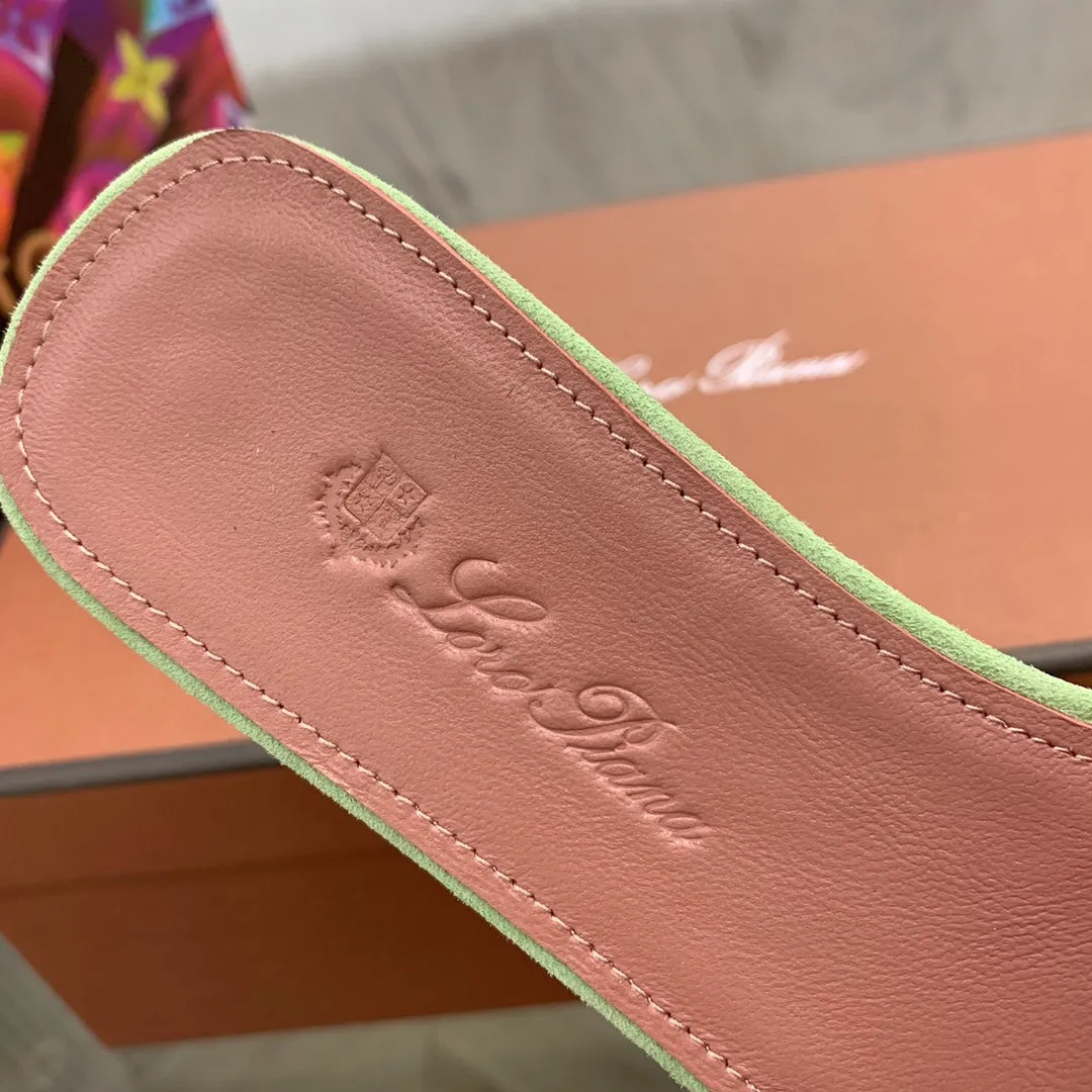 Summer Charms Sandals in Green Suede Pink Lambskin