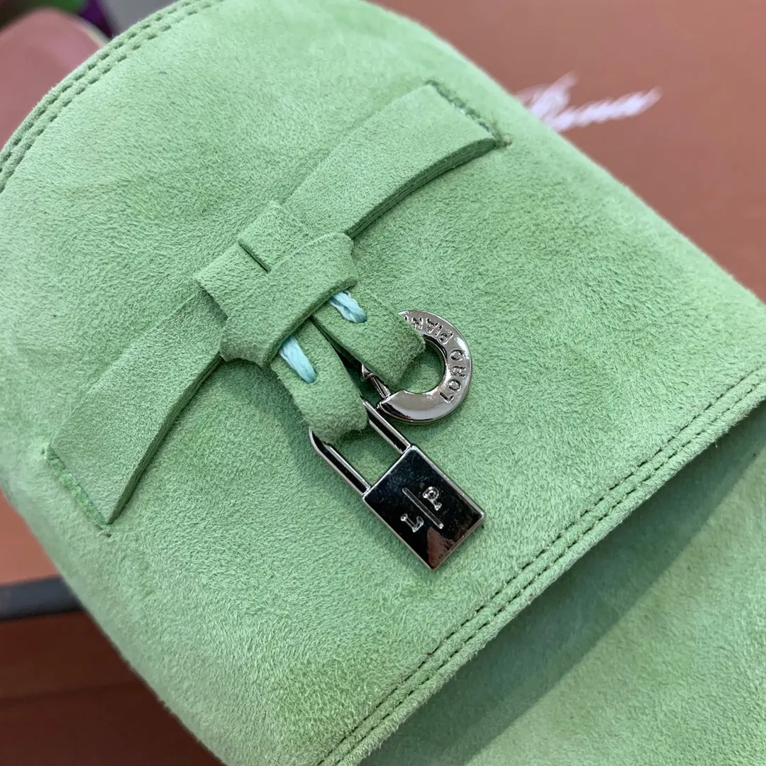 Summer Charms Sandals in Green Suede Pink Lambskin