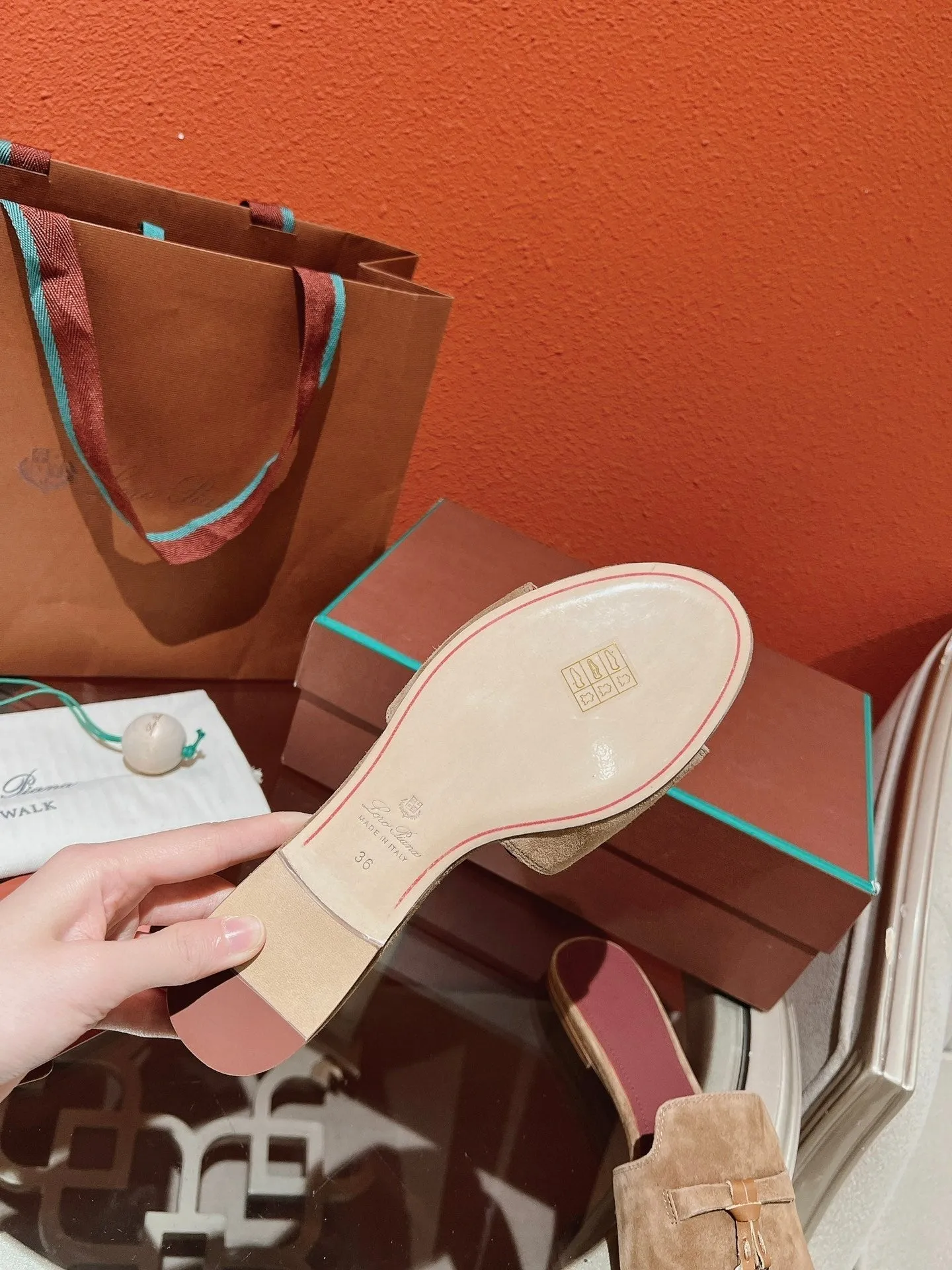 Summer Charms Sandals in Mocha Suede Maroon Lambskin