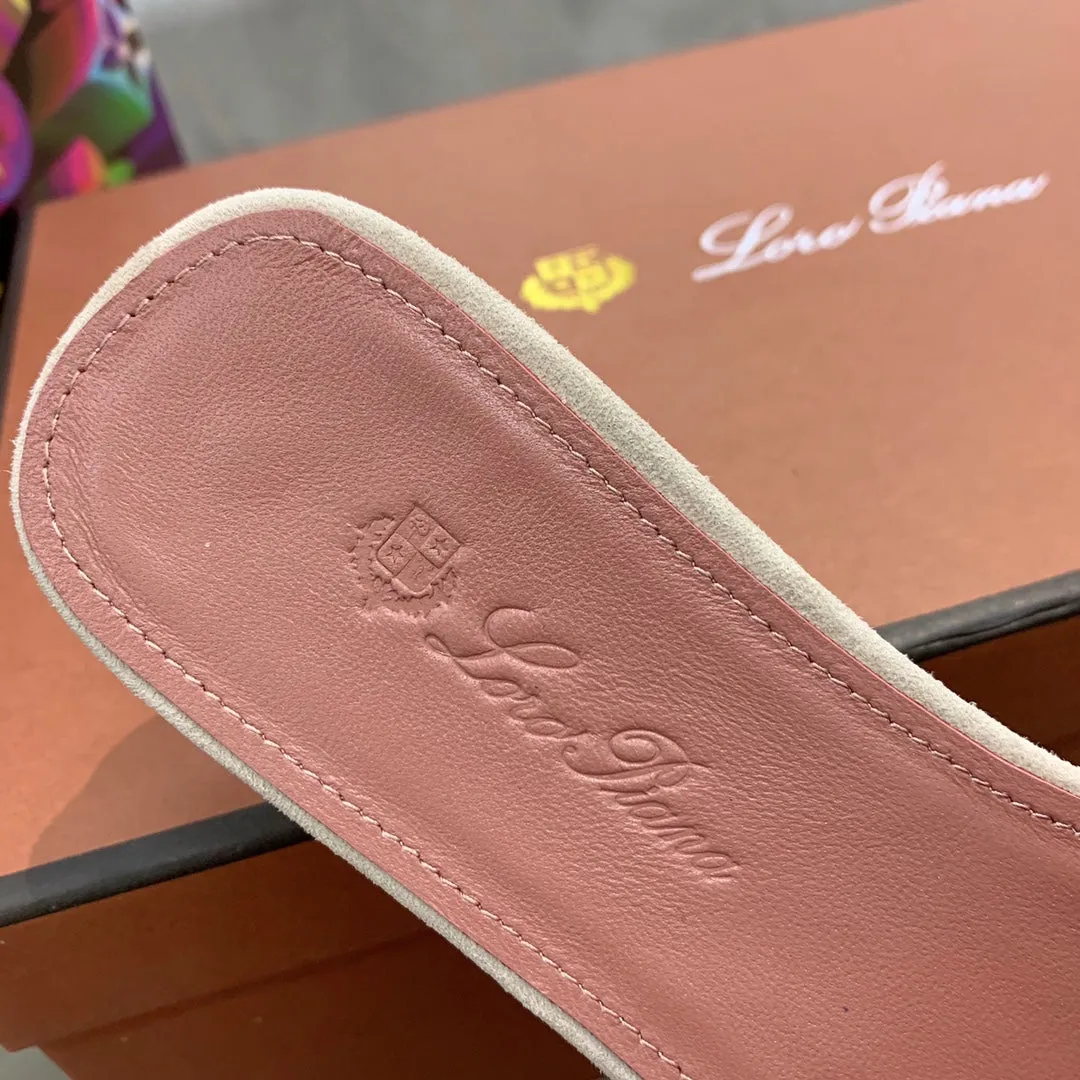 Summer Charms Sandals in Pale Gray Suede Pink Lambskin