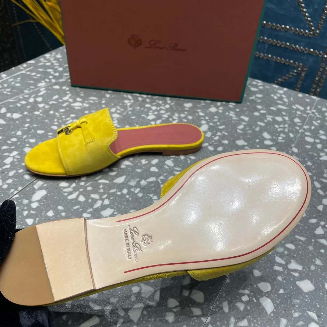 Summer Charms Sandals in Yellow Suede Maroon Lambskin