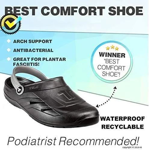 Telic Unisex Shoe Arch Support Recovery Dream Mule Clog Sandal Bonus Pumice $59 Value Midnight Black