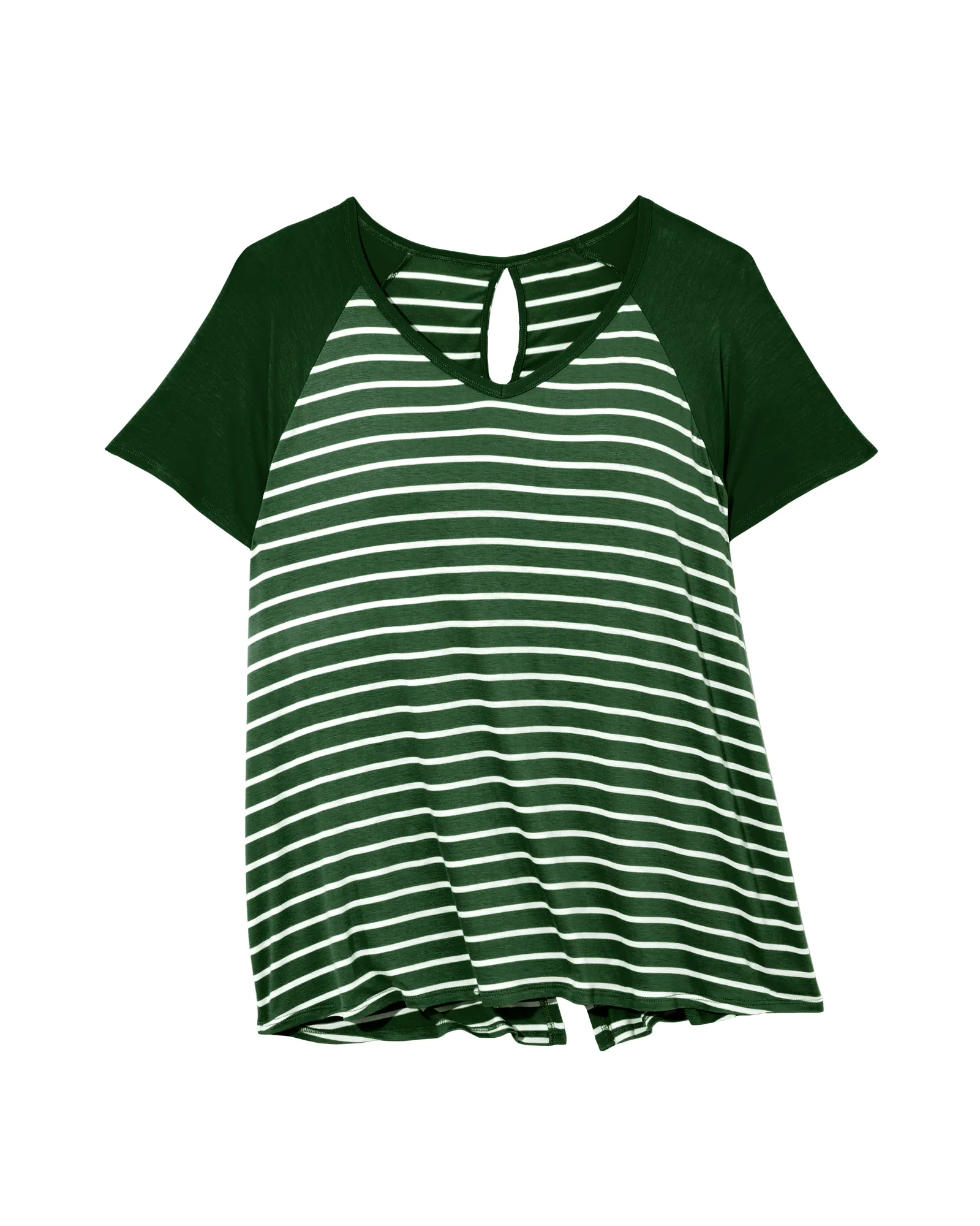 Tessie Split-Back Tee | Forest Green / White
