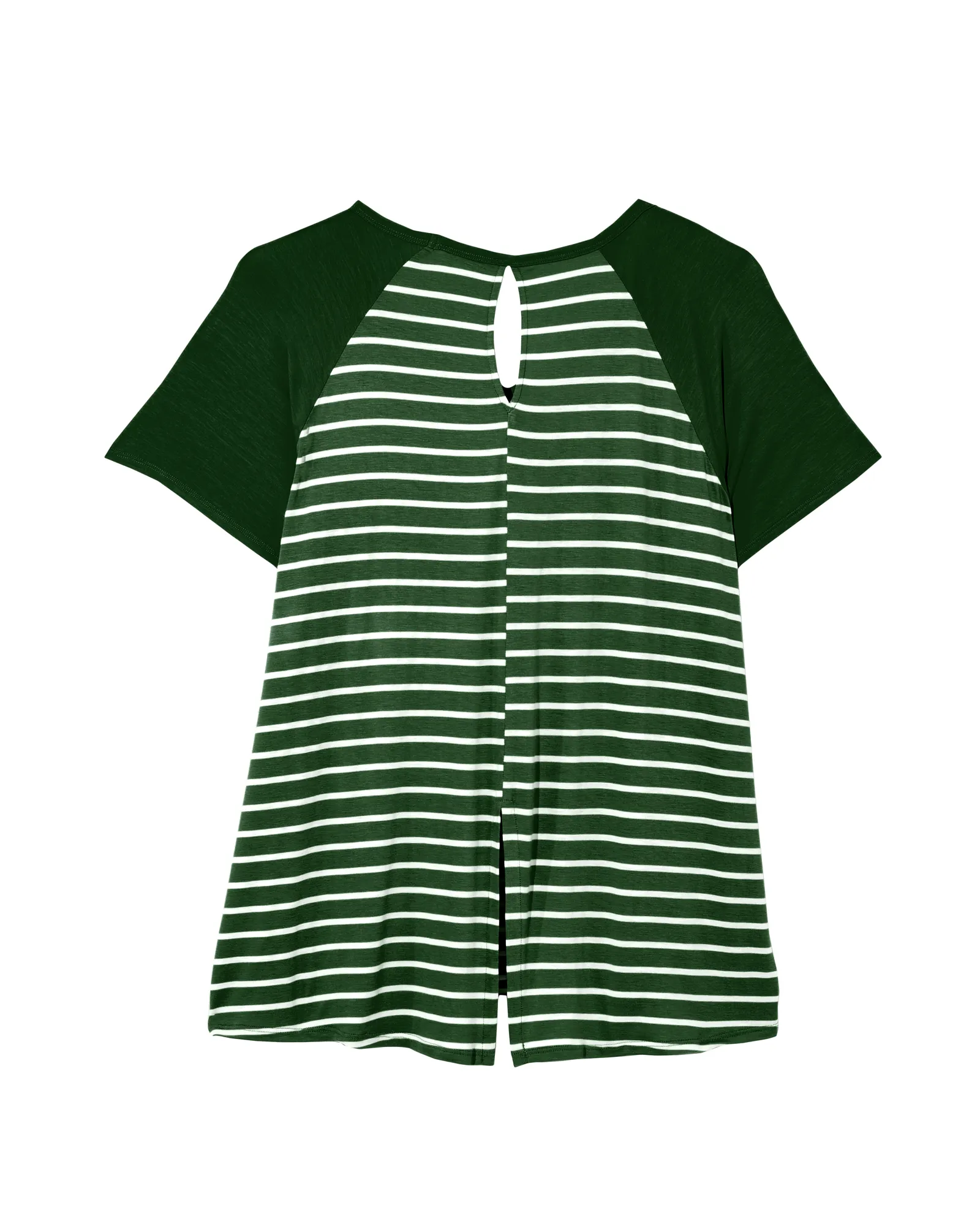 Tessie Split-Back Tee | Forest Green / White