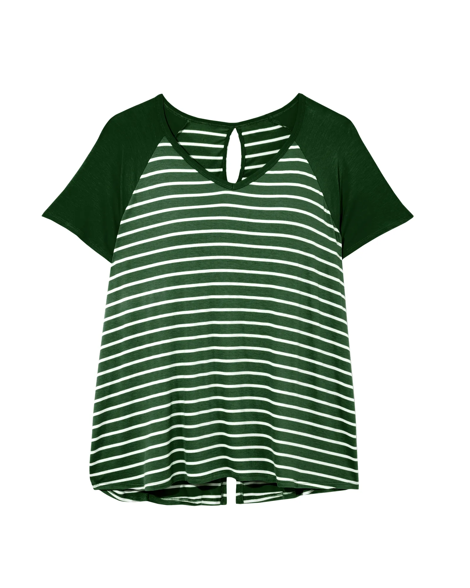 Tessie Split-Back Tee | Forest Green / White