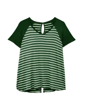 Tessie Split-Back Tee | Forest Green / White