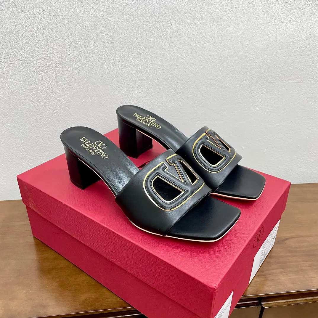 Vlogo Cut-Out 60 Sandal Black Calfskin