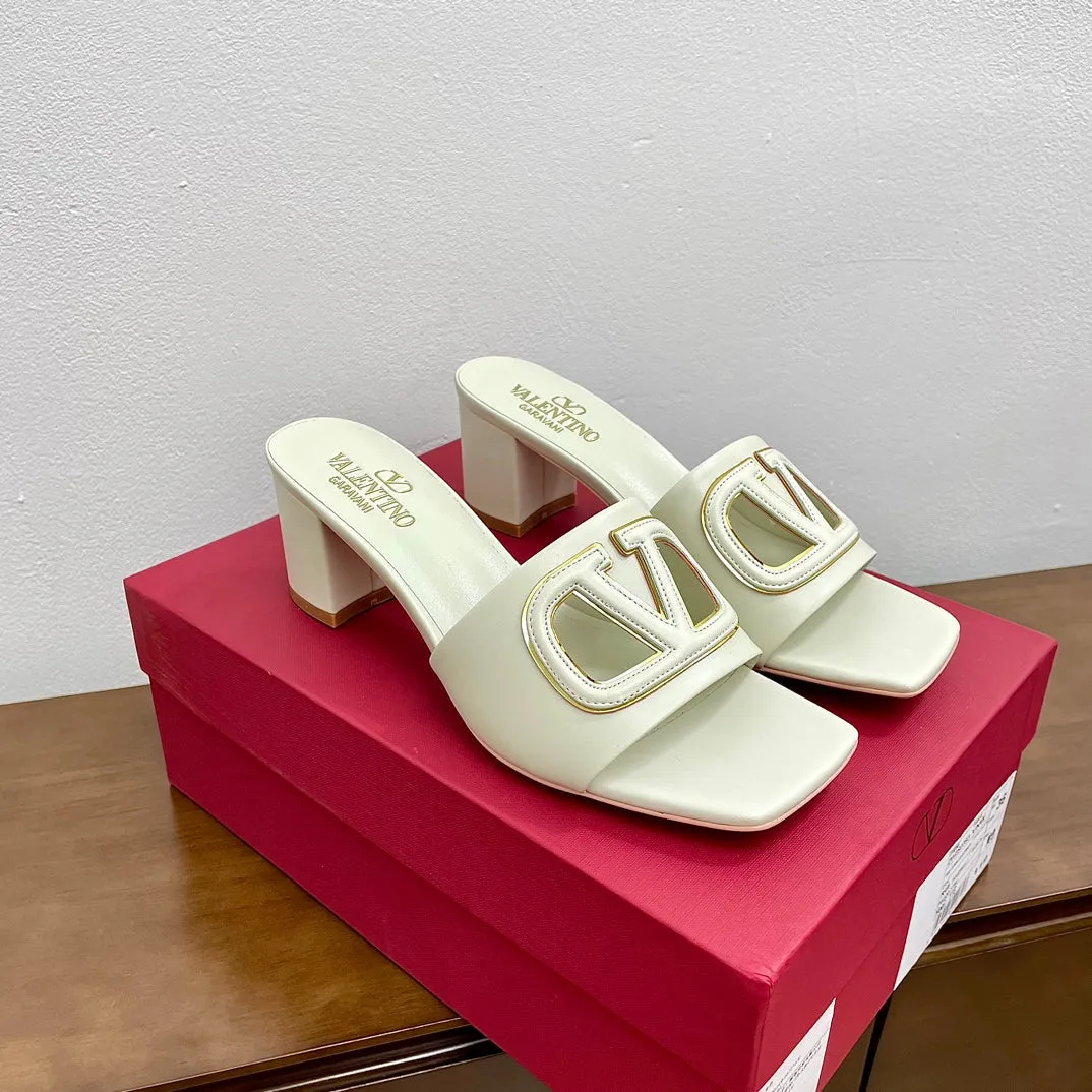 Vlogo Cut-Out 60 Sandal Ivory Calfskin