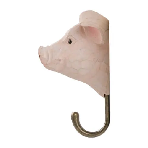 Wildlife Garden - Hand Carved Hook - Pig