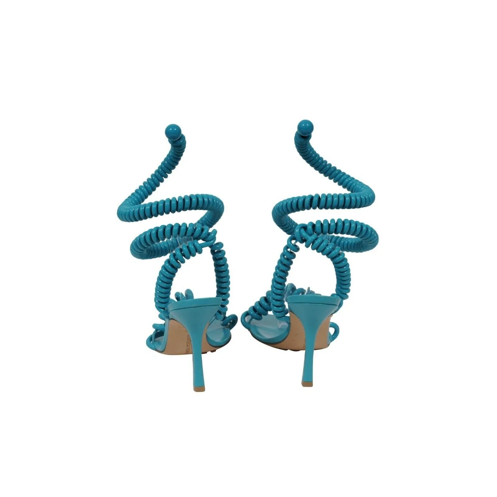 Wire Cord Stretch Sandals Teal Blue 90 MM Heels