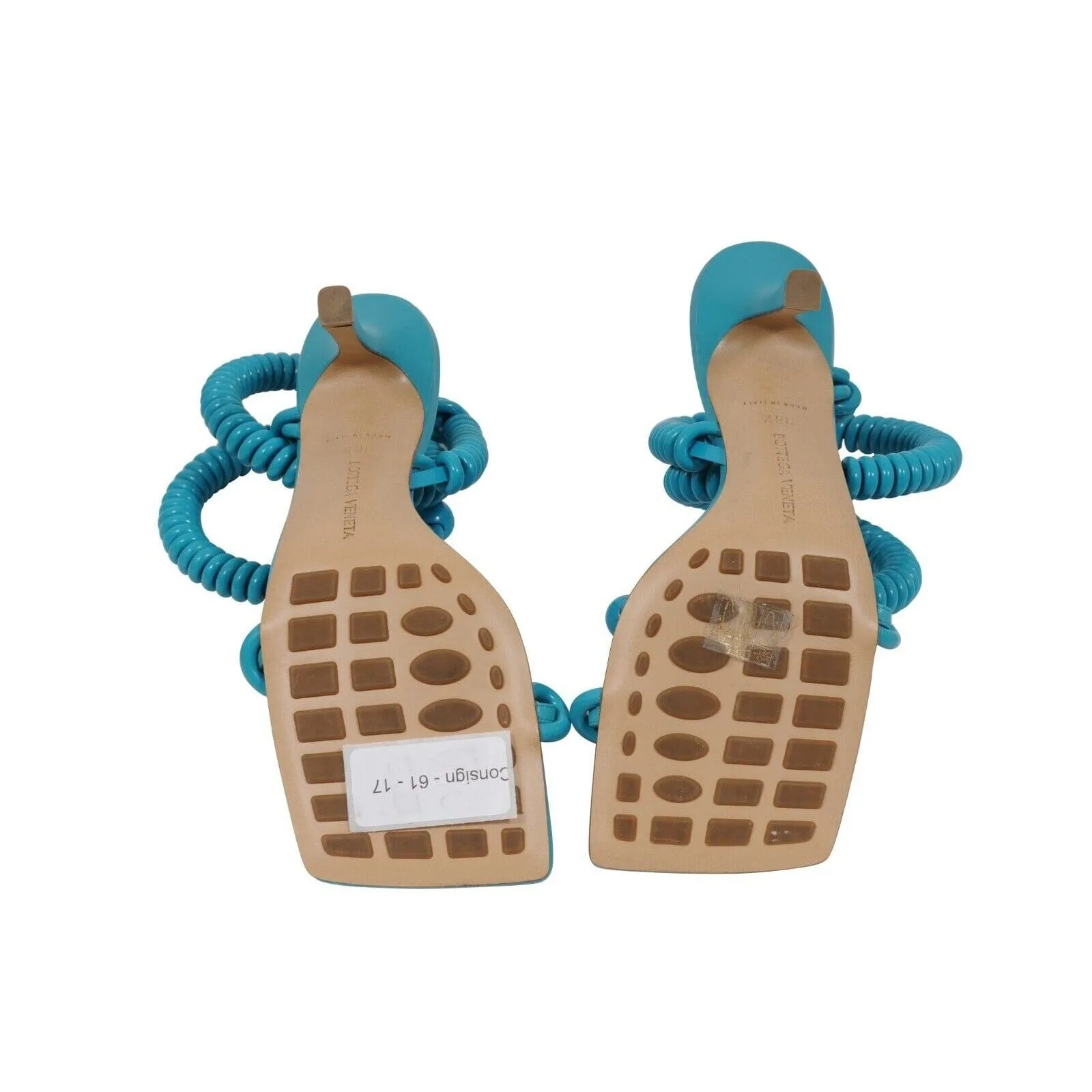 Wire Cord Stretch Sandals Teal Blue 90 MM Heels