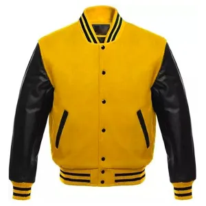 Yellow Varsity Letterman Baseball Jacket